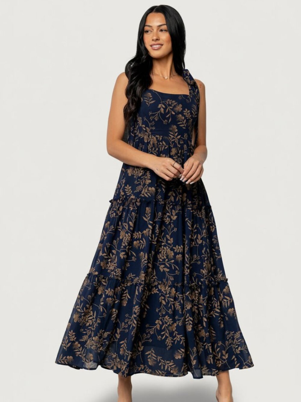 Baltic Born Anita Maxi Dress | Midnight + Gold Floral Size LL